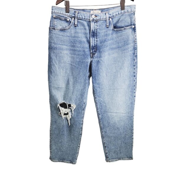 New Madewell The Perfect Vintage Straight Jeans Knee-Rip Edition Women's Size 33 - Picture 14 of 15